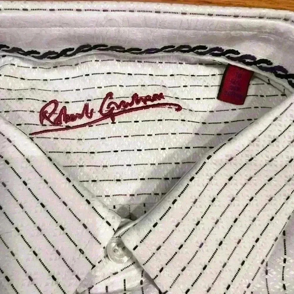 Robert Graham Men’s Button Down Flip Cuff Dress Shirt Size 41/16 M-L Preppy - Picture 9 of 9